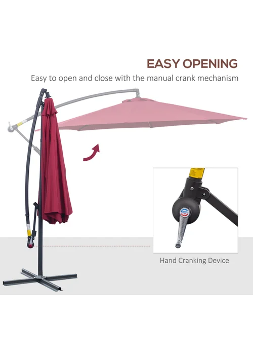 Outsunny Garden Banana Parasol Cantilever Umbrella (3m) - No Size Image 4