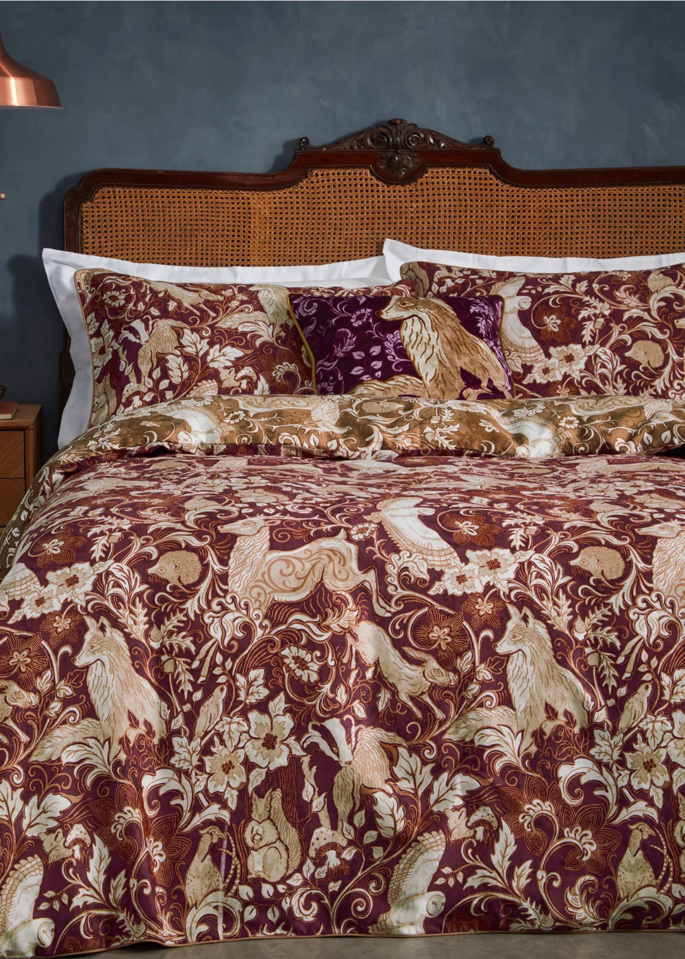 Paoletti Harewood British Animal 100% Cotton Duvet Cover Set Ruby - Single Image 1