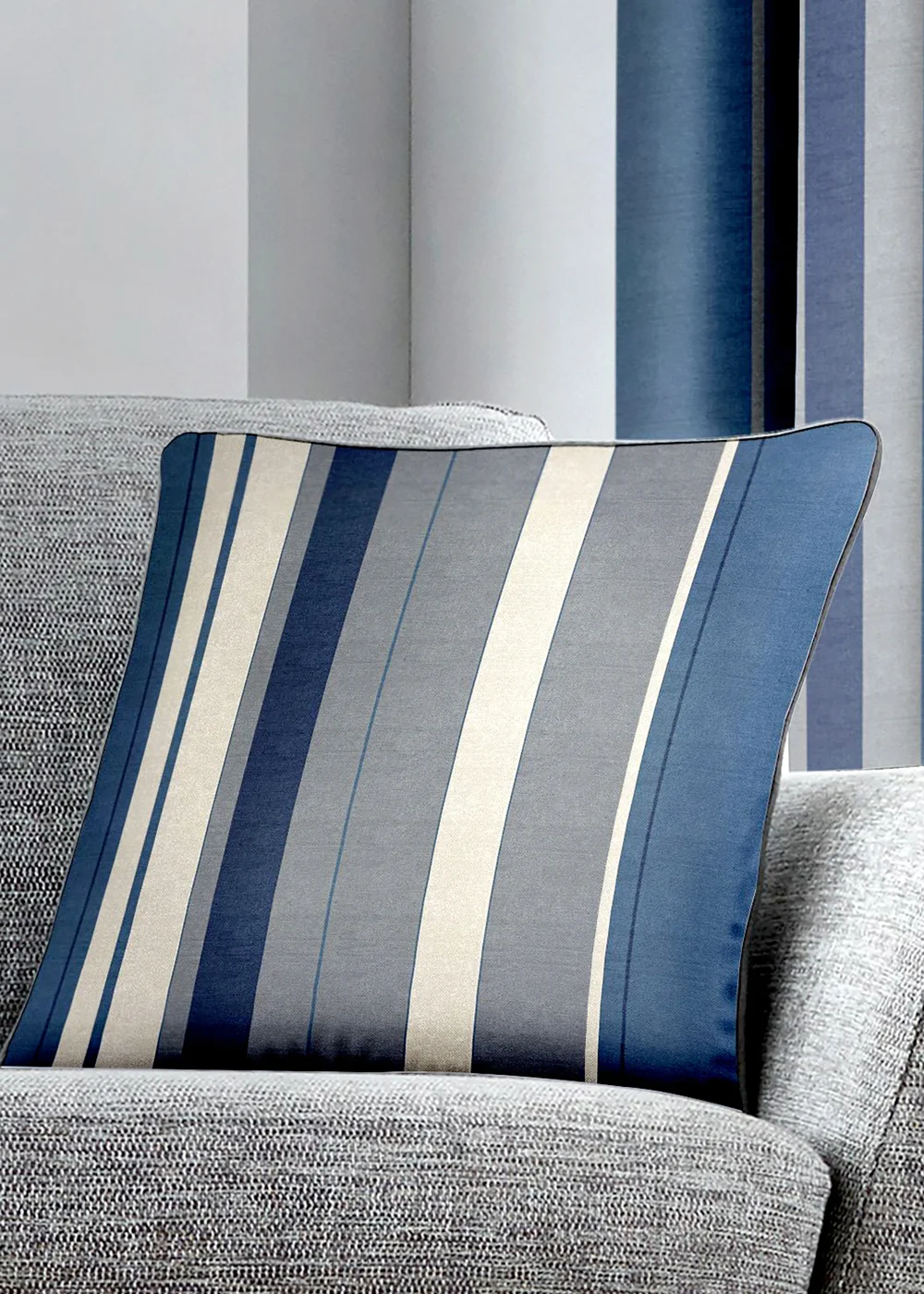 Fusion Whitworth Stripe Blue Filled Cushion (43cm x 43cm) - One Size Image 1