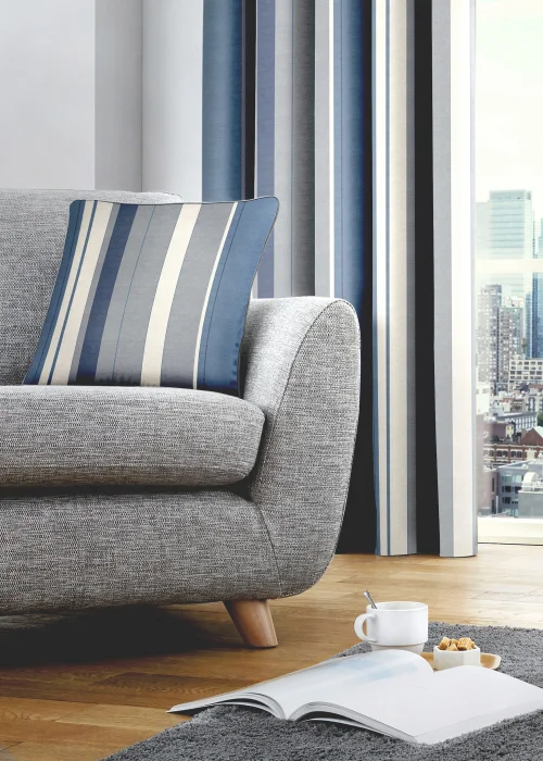 Fusion Whitworth Stripe Blue Filled Cushion (43cm x 43cm) - One Size Image 3
