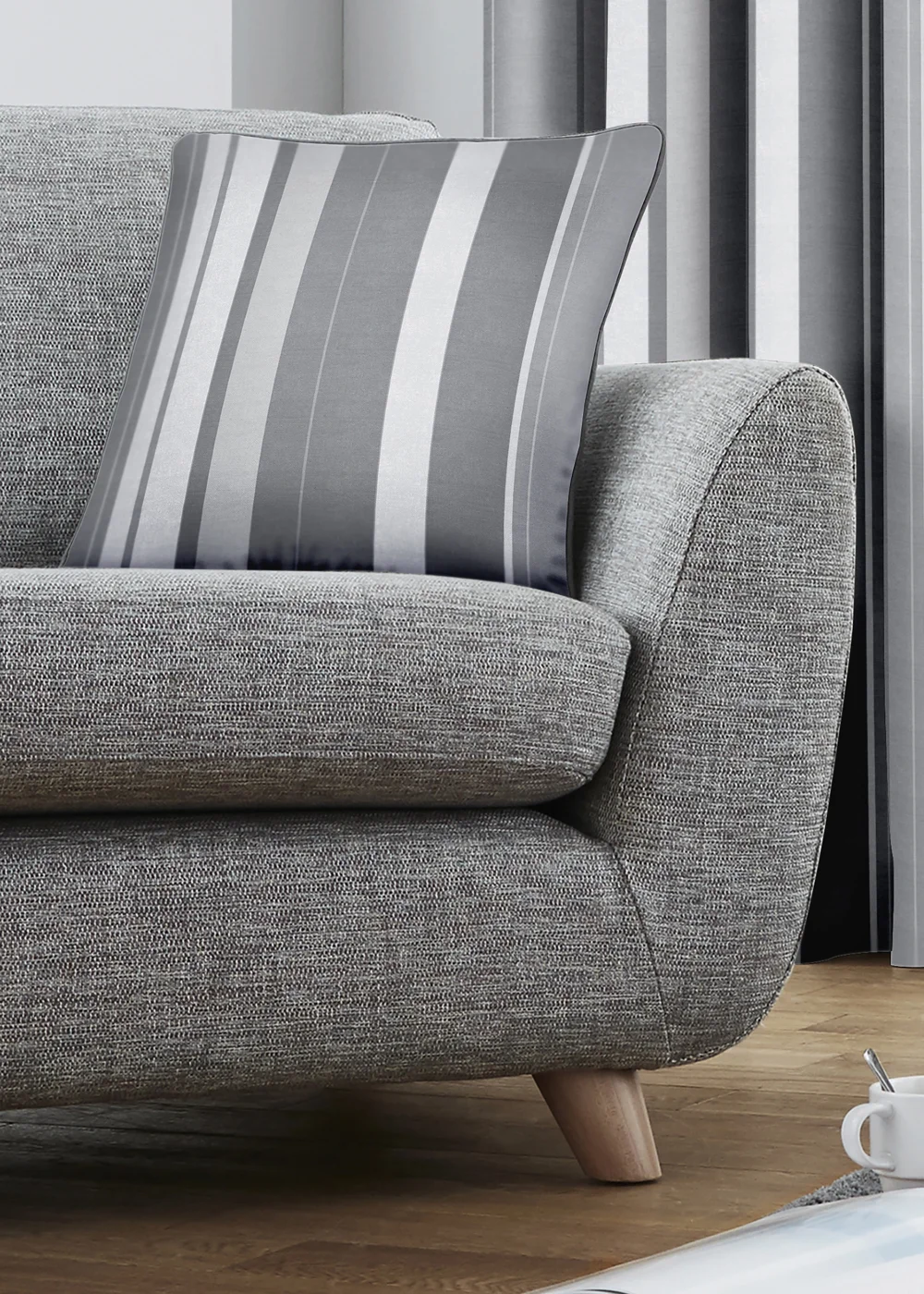 Fusion Whitworth Stripe Grey Filled Cushion (43cm x 43cm) - One Size Image 1
