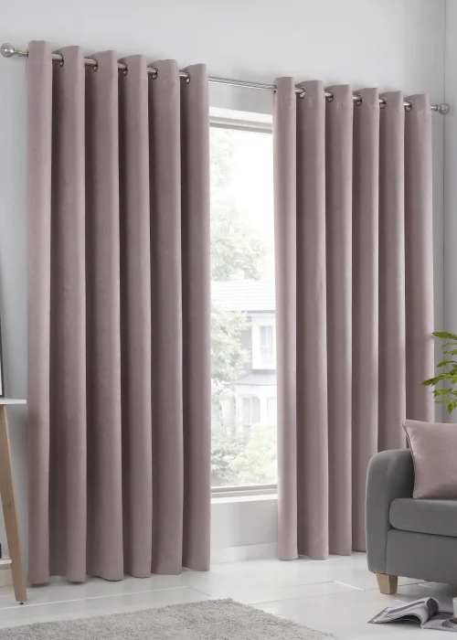 Fusion Strata Dimout Pink Eyelet Curtains - 46W X 54D (116x137cm) Image 1