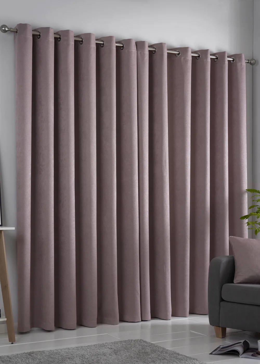 Fusion Strata Dimout Pink Eyelet Curtains - 46W X 54D (116x137cm) Image 3