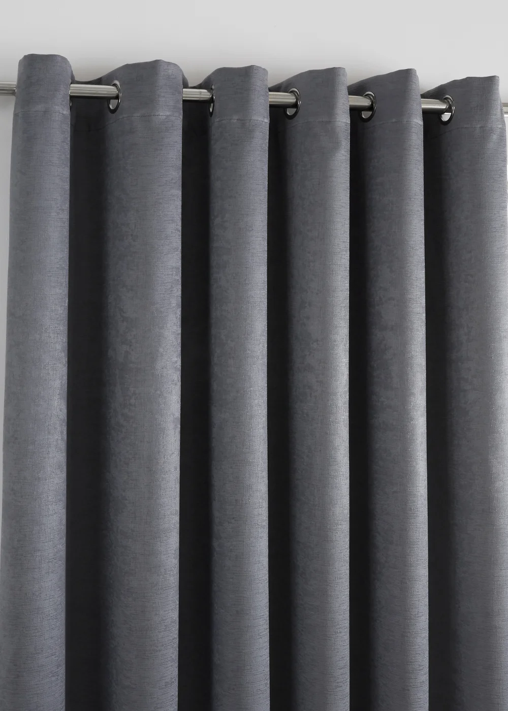 Fusion Strata Dimout Grey Eyelet Curtains - 46W X 54D (116x137cm) Image 2