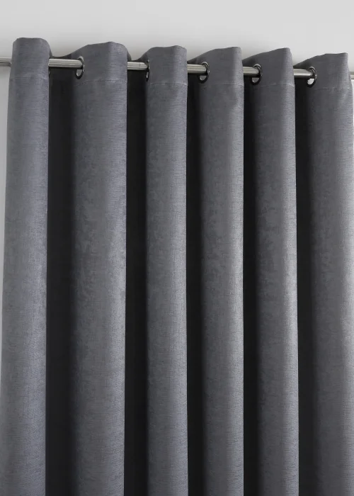 Fusion Strata Dimout Grey Eyelet Curtains - 46W X 54D (116x137cm) Image 2