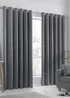 Fusion Strata Dimout Grey Eyelet Curtains - 46W X 54D (116x137cm) Image 1