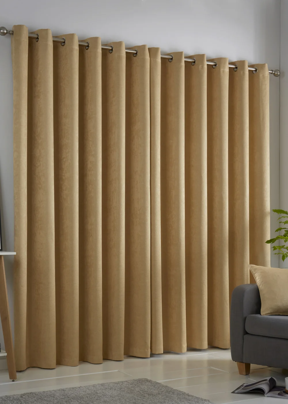 Fusion Strata Dimout Yellow Eyelet Curtains - 46W X 54D (116x137cm) Image 2