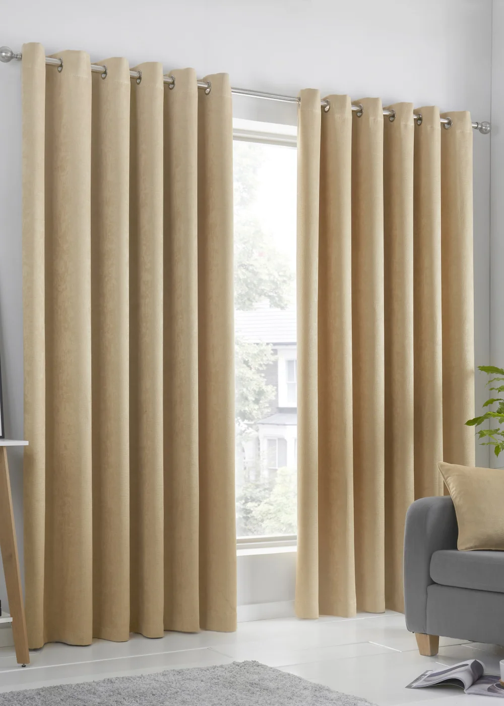 Fusion Strata Dimout Yellow Eyelet Curtains - 46W X 54D (116x137cm) Image 1