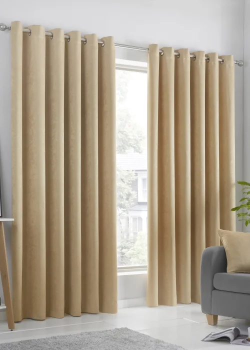 Fusion Strata Dimout Yellow Eyelet Curtains - 46W X 54D (116x137cm) Image 1