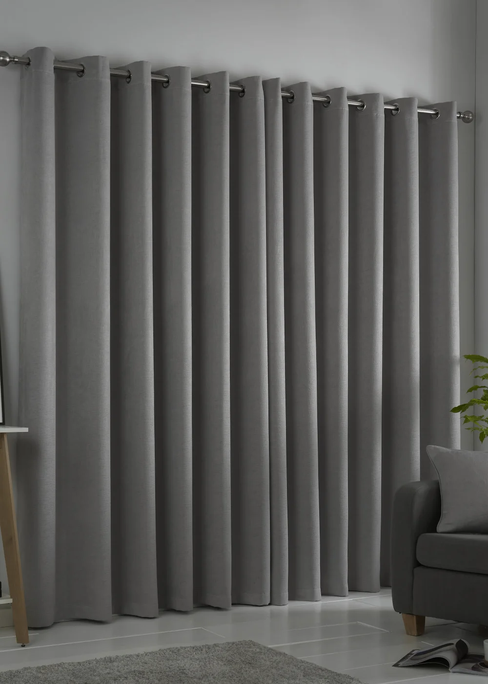 Fusion Strata Dimout Silver Eyelet Curtains - 46W X 54D (116x137cm) Image 3