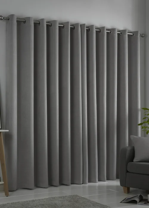 Fusion Strata Dimout Silver Eyelet Curtains - 46W X 54D (116x137cm) Image 3