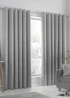 Fusion Strata Dimout Silver Eyelet Curtains - 46W X 54D (116x137cm) Image 1