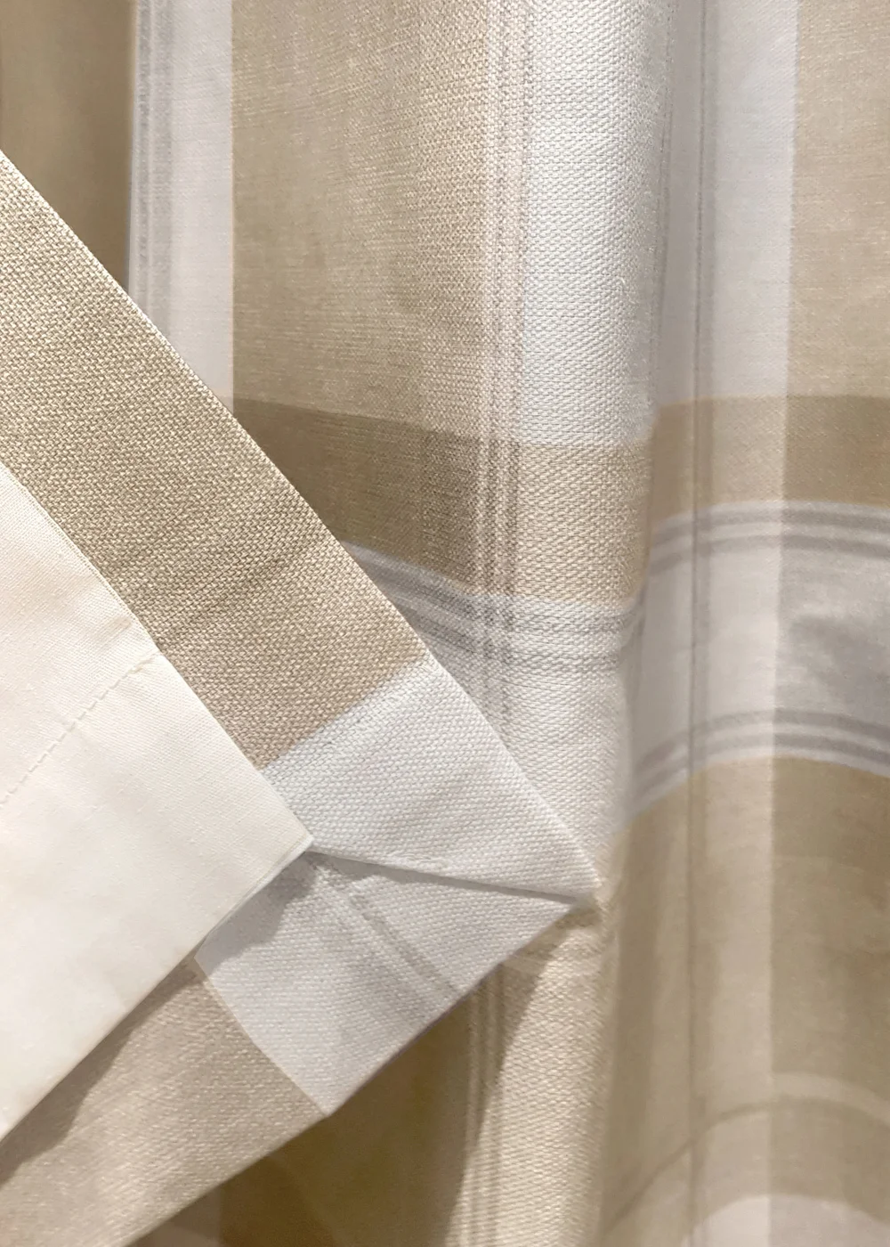 Fusion Balmoral Check Natural Eyelet Curtains - 46W X 54D (116x137cm) Image 4