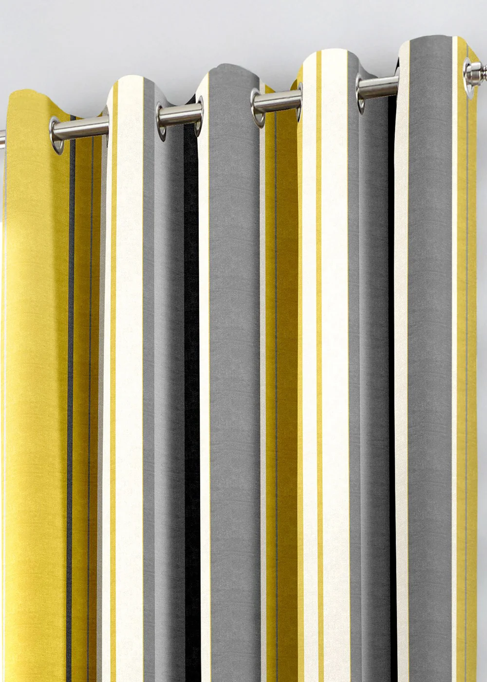 Fusion Whitworth Stripe Yellow Eyelet Curtains - 46W X 54D (116x137cm) Image 2