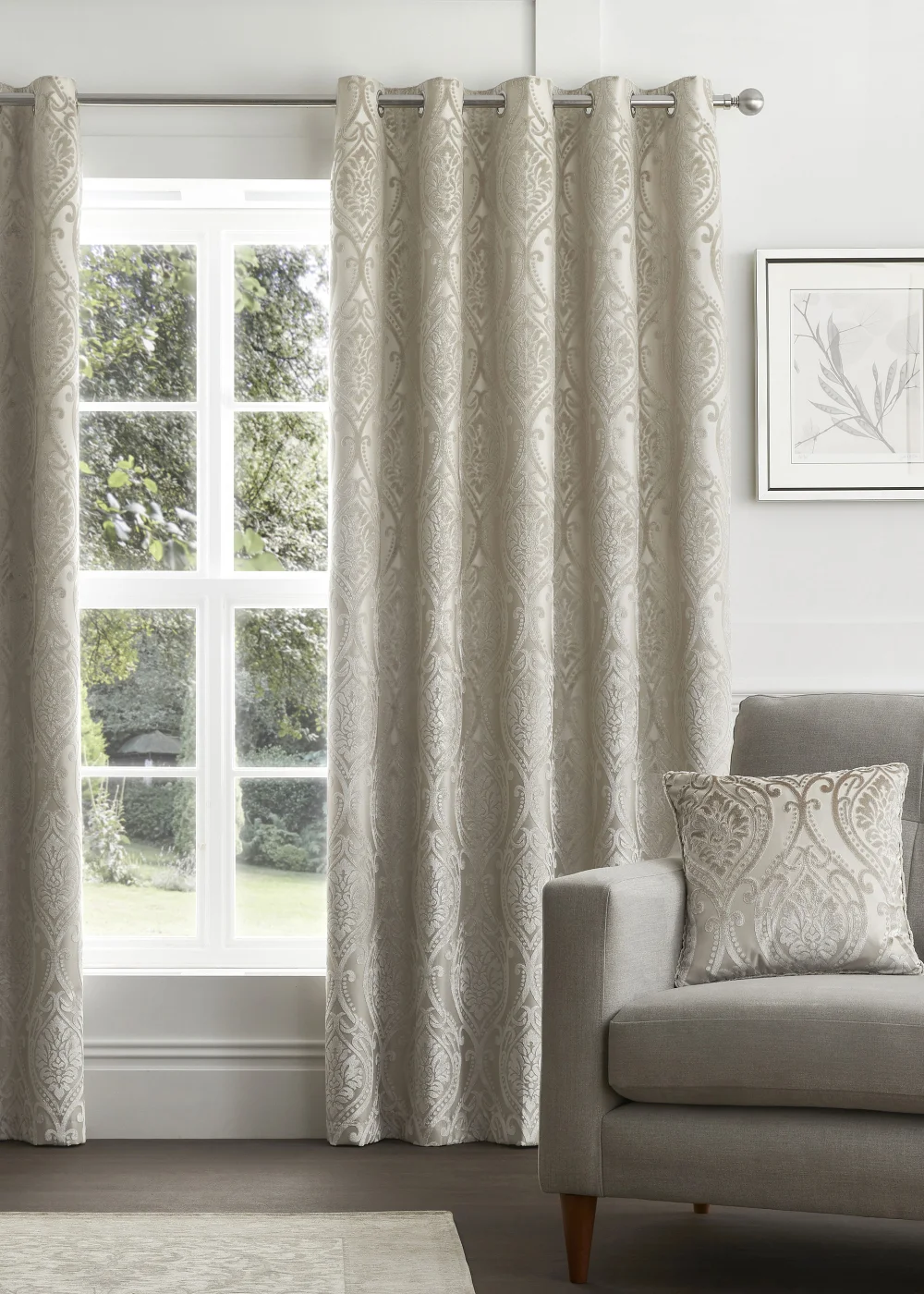 Curtina Chateau Natural Eyelet Curtains - 66W X 54D (168x137cm) Image 1