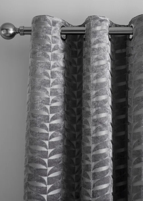Curtina Kendal Grey Eyelet Curtains - 46W X 54D (116x137cm) Image 2