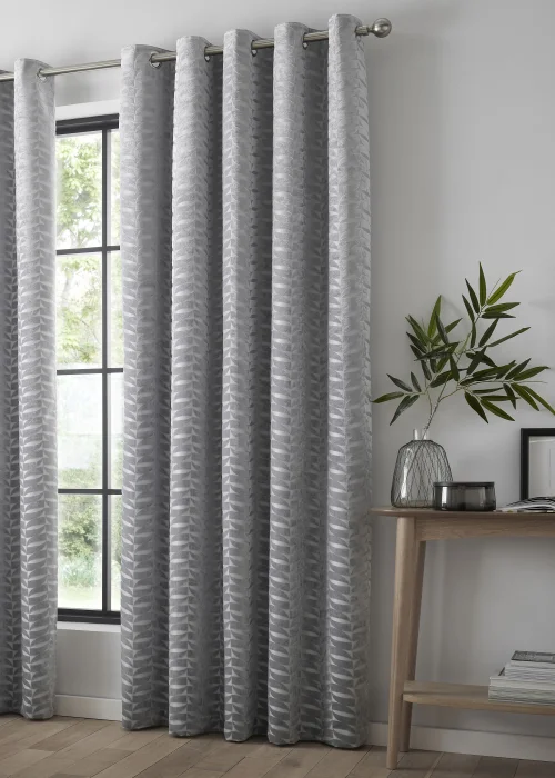 Curtina Kendal Silver Eyelet Curtains - 46W X 54D (116x137cm) Image 4