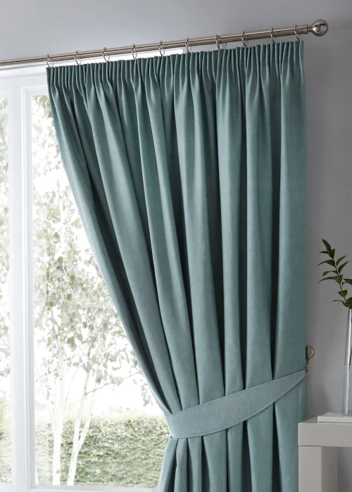Fusion Dijon Blackout Blue Pencil Pleat Curtains - 46W X 54D (116x137cm) Image 2