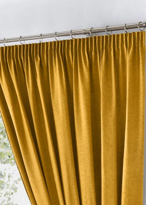 Fusion Dijon Blackout Yellow Pencil Pleat Curtains - 46W X 54D (116x137cm) Image 2