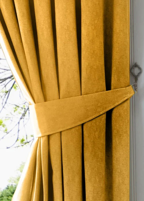 Fusion Dijon Blackout Yellow Pencil Pleat Curtains - 46W X 54D (116x137cm) Image 3