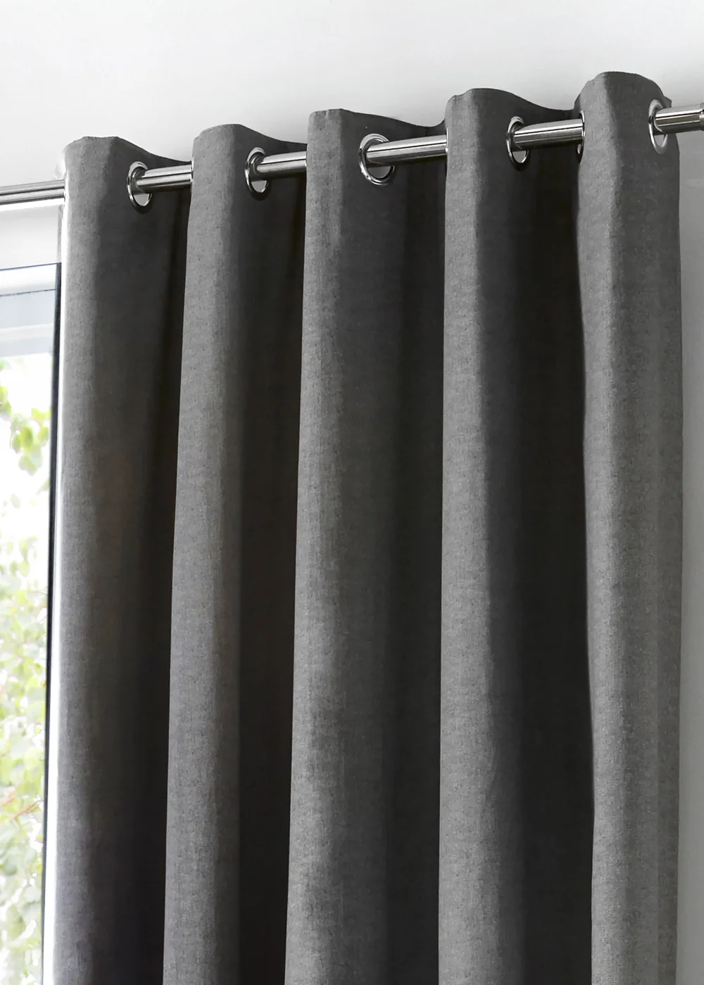 Fusion Sorbonne Grey Eyelet Curtains - 46W X 54D (116x137cm) Image 2