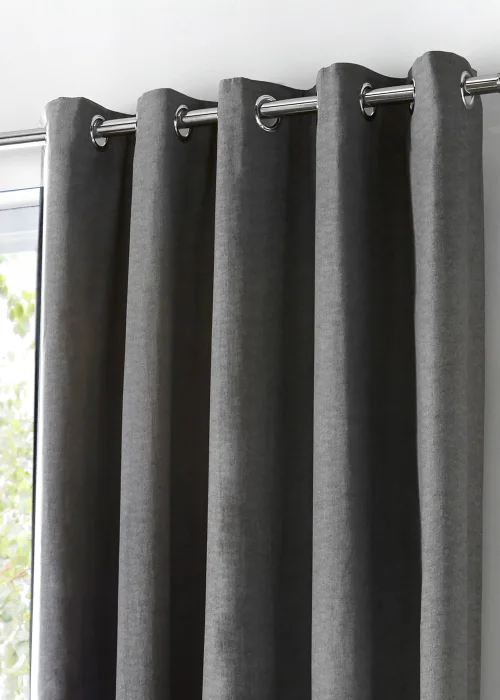 Fusion Sorbonne Grey Eyelet Curtains - 46W X 54D (116x137cm) Image 2