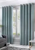 Fusion Sorbonne Duck Egg Blue Eyelet Curtains - 46W X 54D (116x137cm) Image 1