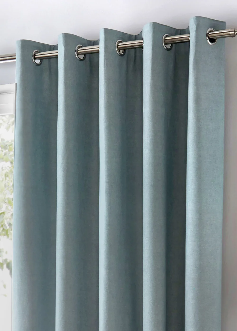 Fusion Sorbonne Duck Egg Blue Eyelet Curtains - 46W X 54D (116x137cm) Image 2