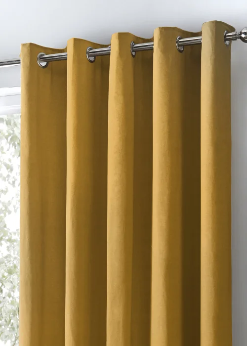 Fusion Sorbonne Yellow Eyelet Curtains - 46W X 54D (116x137cm) Image 2
