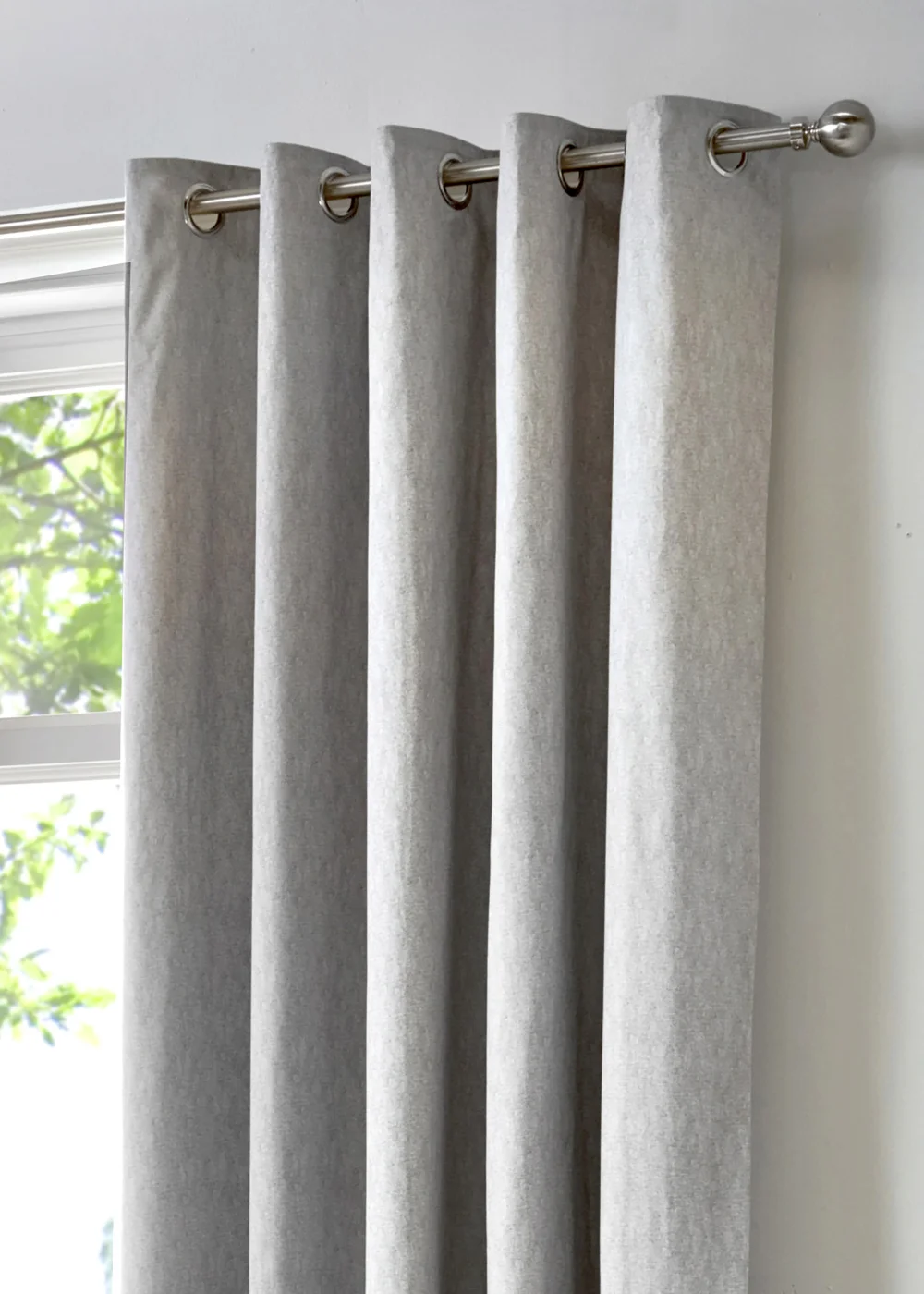 Fusion Sorbonne Silver Eyelet Curtains - 46W X 54D (116x137cm) Image 2