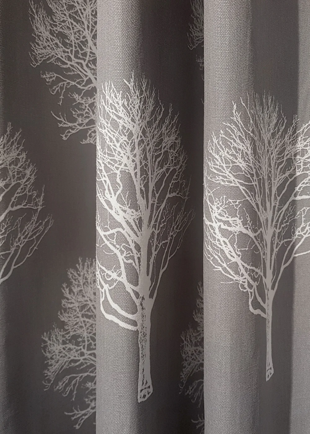 Fusion Woodland Trees Grey Eyelet Curtains - 46W X 54D (116x137cm) Image 3