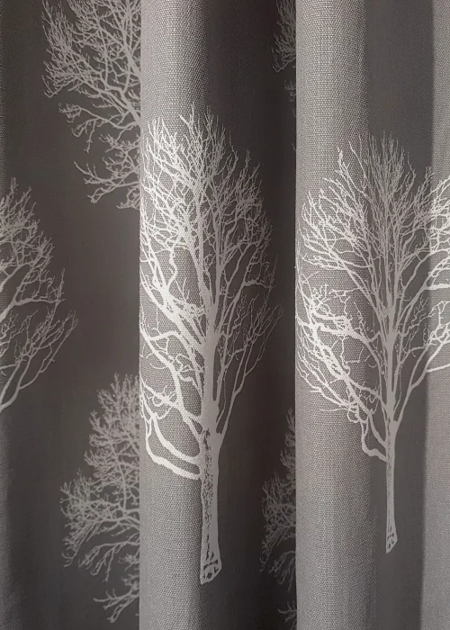 Fusion Woodland Trees Grey Eyelet Curtains - 46W X 54D (116x137cm) Image 3