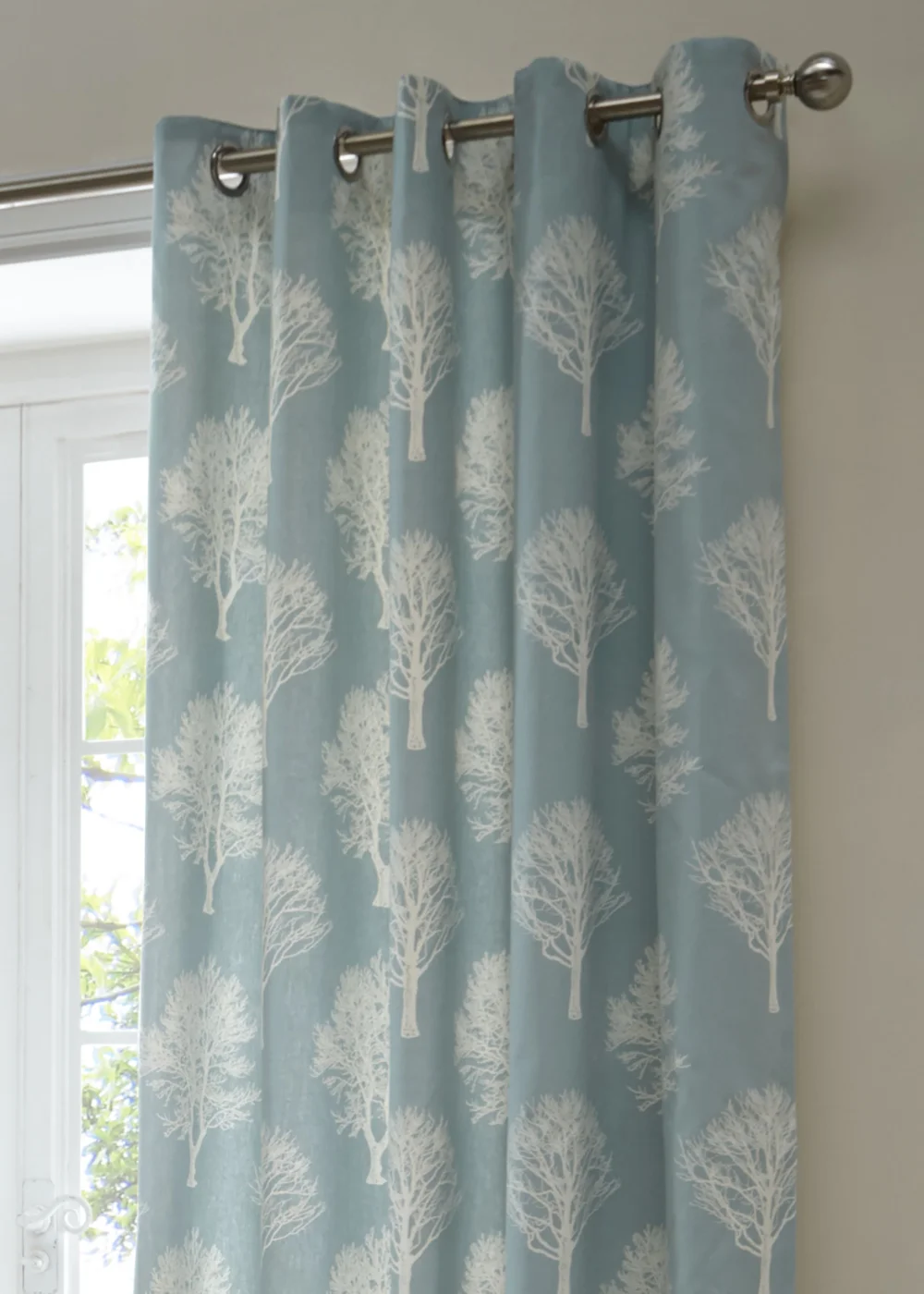 Fusion Woodland Trees Blue Eyelet Curtains - 46W X 54D (116x137cm) Image 2