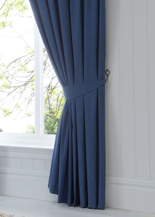 Fusion Dijon Blackout Navy Pencil Pleat Curtains - 46W X 54D (116x137cm) Image 3