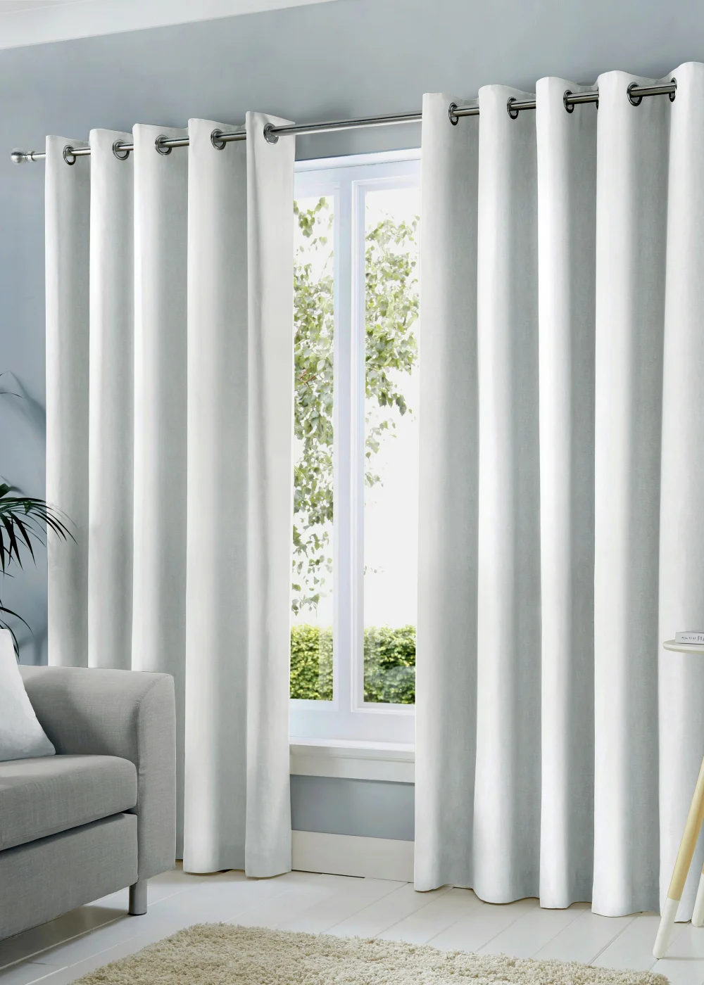 Fusion Sorbonne White Eyelet Curtains - 46W X 54D (116x137cm) Image 1