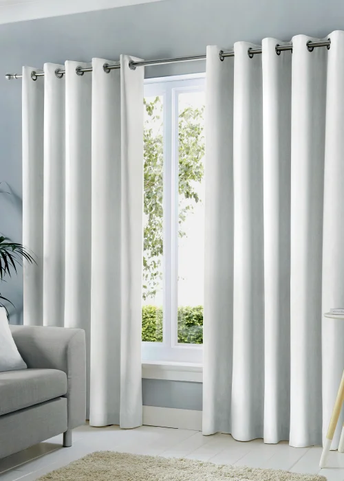 Fusion Sorbonne White Eyelet Curtains - 46W X 54D (116x137cm) Image 1