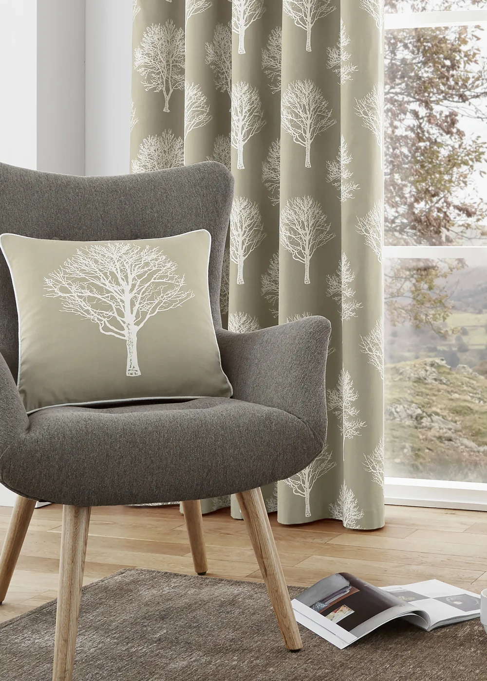 Fusion Woodland Trees Reversible Natural Filled Cushion (43cm x 43cm) - One Size Image 3