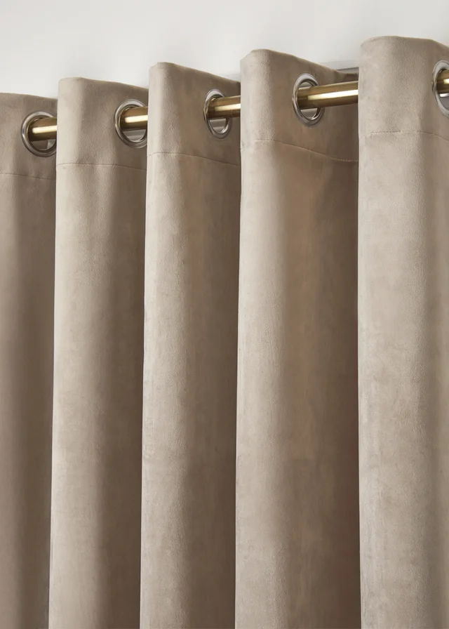 Laurence Llewelyn-Bowen Montrose Velvet Blackout Beige Eyelet Curtains