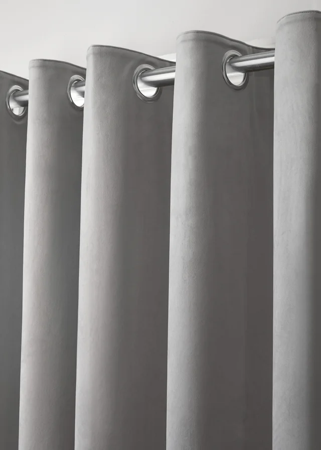 Laurence Llewelyn-Bowen Montrose Velvet Blackout Silver Eyelet Curtains