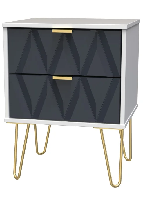 Ready Assembled Prism 2 Drawer Bedside Table - One Size Image 4
