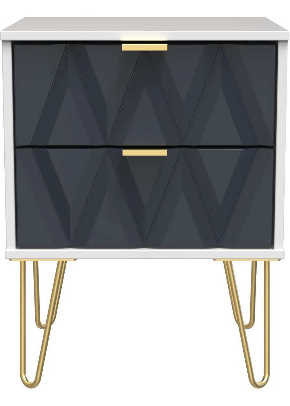 Ready Assembled Prism 2 Drawer Bedside Table - One Size Image 2