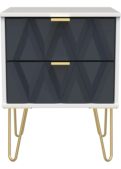 Ready Assembled Prism 2 Drawer Bedside Table - One Size Image 2