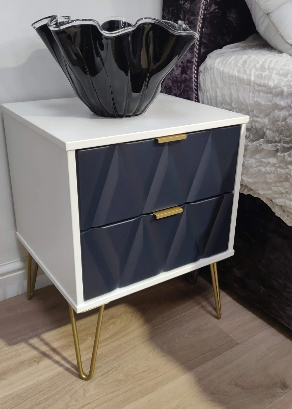 Ready Assembled Prism 2 Drawer Bedside Table - One Size Image 1