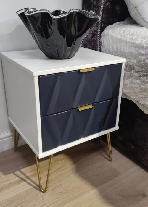 Ready Assembled Prism 2 Drawer Bedside Table - One Size Image 1