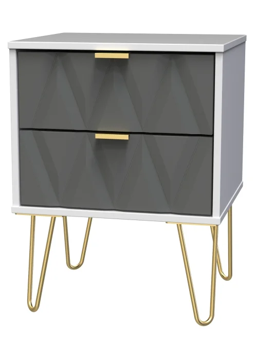 Ready Assembled Prism 2 Drawer Bedside Table - One Size Image 4