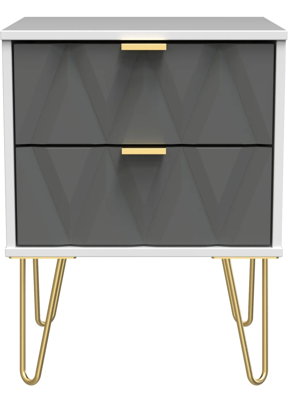 Ready Assembled Prism 2 Drawer Bedside Table - One Size Image 2