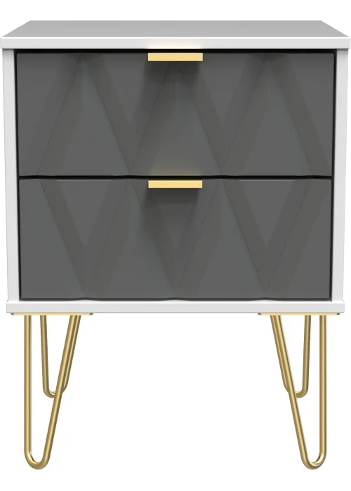 Ready Assembled Prism 2 Drawer Bedside Table - One Size Image 2