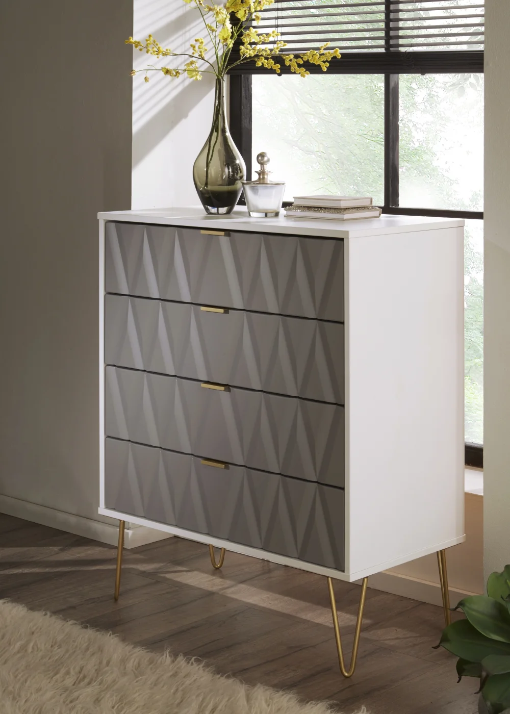 Ready Assembled Prism 4 Drawer Chest - One Size Image 1
