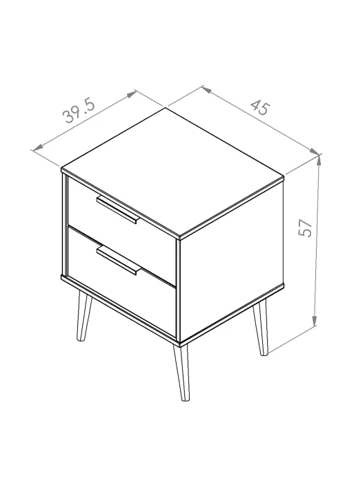 Ready Assembled Milano 2 Drawer Bedside Table - One Size Image 5