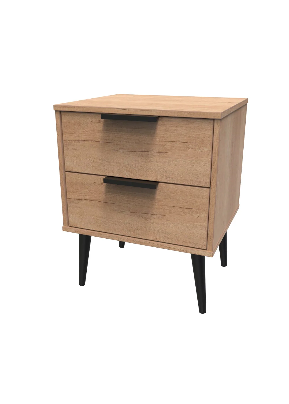 Ready Assembled Milano 2 Drawer Bedside Table - One Size Image 3